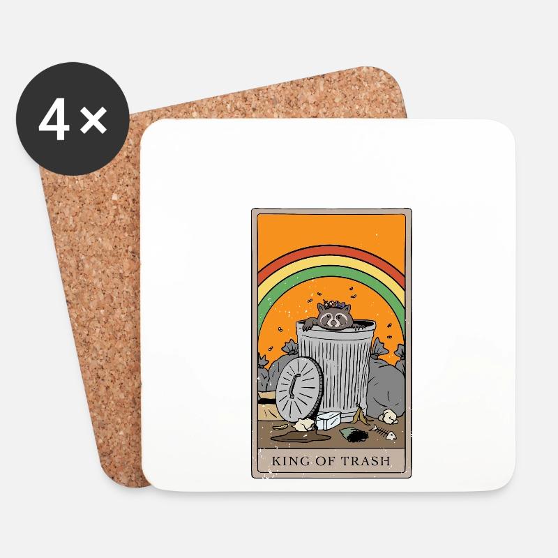 Waschbär König Tarotkarte - Untersetzer (4er-Set) - Weiß