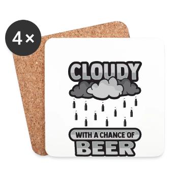 Wolkig mit einer Chance auf Bier Design - Untersetzer (4er-Set) - Weiß - Vorne
