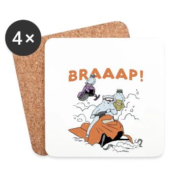 Eisbär reitet Schneemobil Braap Design - Untersetzer (4er-Set) - Weiß - Vorne