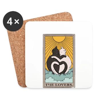 Cat The Lovers Tarot Card Design for a Tarot - Coasters (set of 4) - white - Front