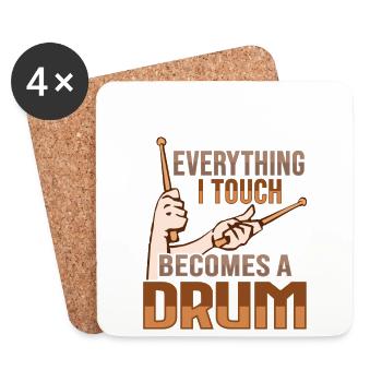 Drum Set Percussion Design - Untersetzer (4er-Set) - Weiß - Vorne