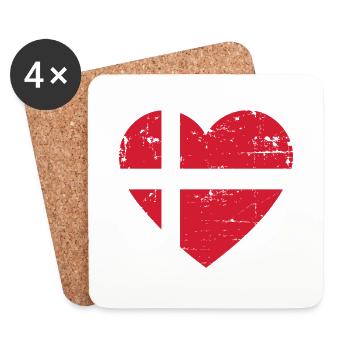 Denmark Heart Flag - Coasters (set of 4) - white - Front