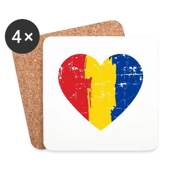 Rumänien Herz Flagge - Untersetzer (4er-Set) - Weiß - Vorne