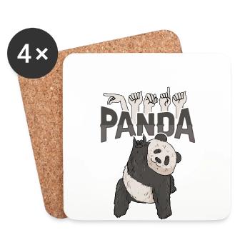 Langue des signes ILY Panda ASL - Dessous de verre (lot de 4) - blanc - Devant