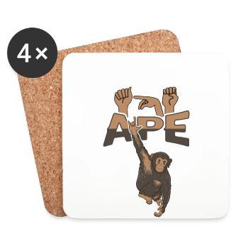 ILY Affe ASL Gebärdensprache - Untersetzer (4er-Set) - Weiß - Vorne