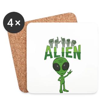 ILY Alien ASL Gebärdensprache - Untersetzer (4er-Set) - Weiß - Vorne