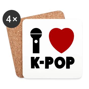I love K-Pop Karaoke Herz - Untersetzer (4er-Set) - Weiß - Vorne