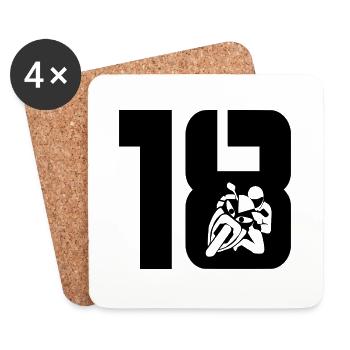 18 Motorcycle Biker - Coasters (set of 4) - white - Front