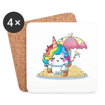 Magisches Einhorn - Sommer Edition - Untersetzer (4er-Set) - Weiß - Vorne