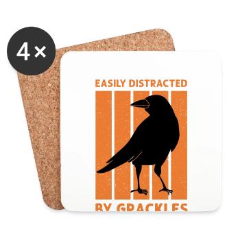 Blackbird Grackle Bird Design for Birdwatchers - Coasters (set of 4) - white - Front