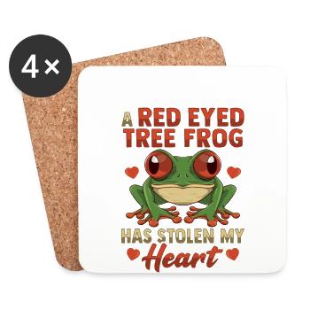 Conception d’amour de grenouille aux yeux rouges pour un fan de grenouille - Dessous de verre (lot de 4) - blanc - Devant