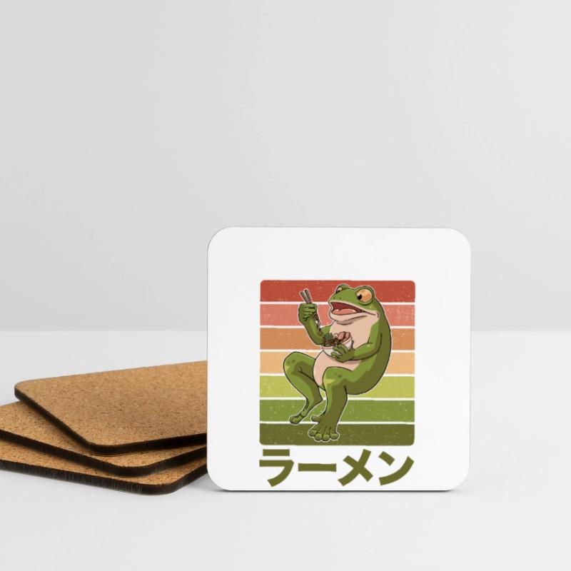 Toad frog eats ramen soup design for a Coasters (set of 4)