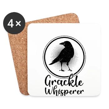 Blackbird Grackle Bird Design for Birdwatchers - Coasters (set of 4) - white - Front