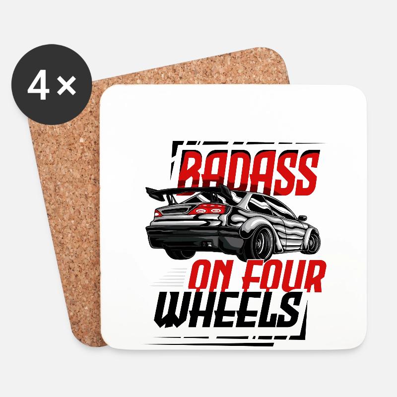 Badass auf vier Rädern für einen Auto-Enthusiasten - Untersetzer (4er-Set) - Weiß