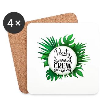 Party Crew mit Palmen Blätter with Palm Leaves - Dessous de verre (lot de 4) - blanc - Devant