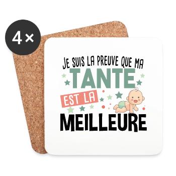 Tante Bébé Cadeau Nourrisson Naissance - Dessous de verre (lot de 4) - blanc - Devant