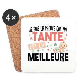 Tante Bébé Cadeau Nourrisson Naissance - Dessous de verre (lot de 4) - blanc - Devant