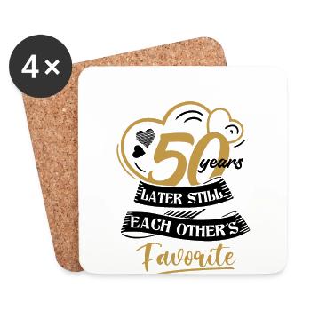 50. Anniversaire de mariage Mari Femme Relation de mariage - Dessous de verre (lot de 4) - blanc - Devant