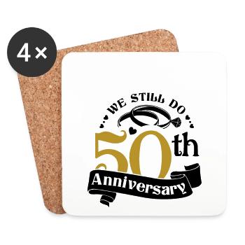 50e anniversaire de mariage Mari Femme Mariage - Dessous de verre (lot de 4) - blanc - Devant