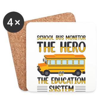 School Bus Monitor Bus Attendant School Transport - Coasters (set of 4) - white - Front