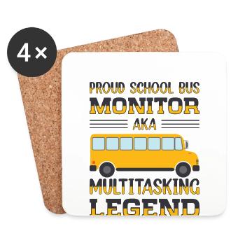 Moniteur d’autobus scolaire Transport scolaire des préposés aux autobus - Dessous de verre (lot de 4) - blanc - Devant