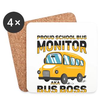 Moniteur d’autobus scolaire Transport scolaire des préposés aux autobus - Dessous de verre (lot de 4) - blanc - Devant