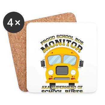 School Bus Monitor Bus Attendant School Transport - Coasters (set of 4) - white - Front