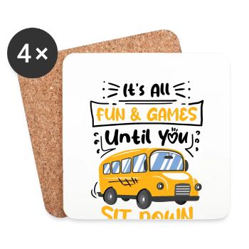 School Bus Monitor Bus Attendant School Transport - Coasters (set of 4) - white - Front