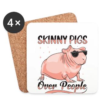 Cochon d’Inde sans poils Cochon maigre - Dessous de verre (lot de 4) - blanc - Devant