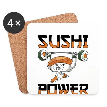 Japanese Food Sushi Lovers Bodybuilders - Coasters (set of 4) - white - Front