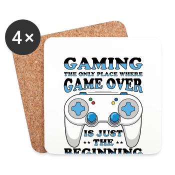 Video Game Player Console Gamer Gaming Joystick - Coasters (set of 4) - white - Front