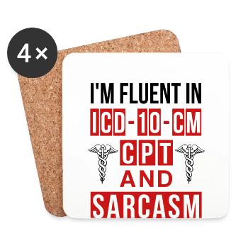 Codeur médical Profession Médical - Dessous de verre (lot de 4) - blanc - Devant