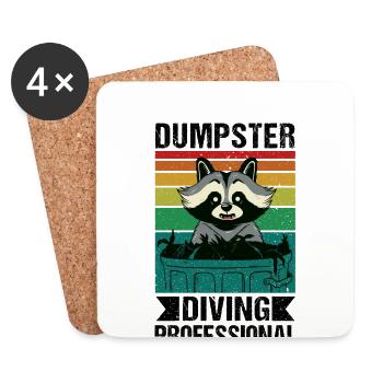 Raccoon lover garbage collecting garbage containers - Coasters (set of 4) - white - Front