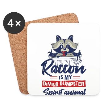 Raccoon lover garbage collecting garbage containers - Coasters (set of 4) - white - Front