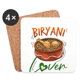 Foodies indiens, Biryani, Amoureux, - Dessous de verre (lot de 4) - blanc - Devant