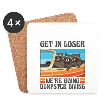 Raccoon Lover Trash Picking Dumpster Diving Trash - Coasters (set of 4) - white - Front