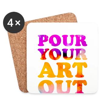 Peintre Toile Liquide Peinture Art Peinture - Dessous de verre (lot de 4) - blanc - Devant