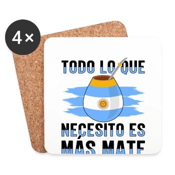 Drapeau de l’Argentine Thé yerba maté argentin - Dessous de verre (lot de 4) - blanc - Devant