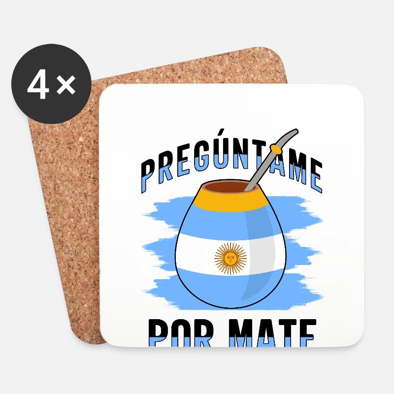 Argentinien-Flagge Argentinischer Yerba Mate Tee - Untersetzer (4er-Set) - Weiß