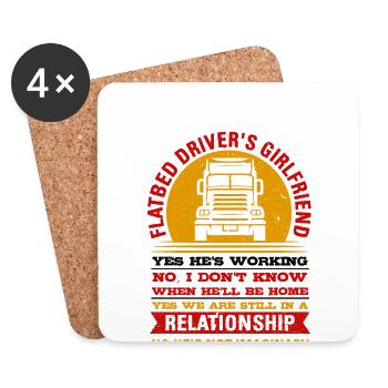 Truck Flatbed Machine Cargo Vehicle - Coasters (set of 4) - white - Front