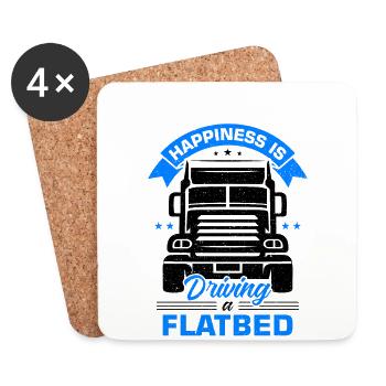 Truck Flatbed Machine Cargo Vehicle - Coasters (set of 4) - white - Front