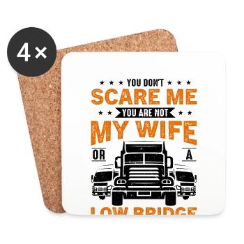 Chauffeur de camion pour camion à plateau - Dessous de verre (lot de 4) - blanc - Devant