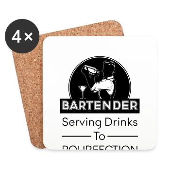 Bartender Mixologist Alcohol Drinks Bartender - Coasters (set of 4) - white - Front