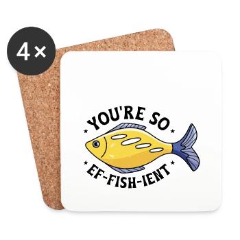 Drôle De Pêche Pêcheur Pêcheur Pêcheur Pêcheur Poisson - Dessous de verre (lot de 4) - blanc - Devant