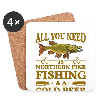 Pêcheur Pêcheur Pêcheur Brochet nordique - Dessous de verre (lot de 4) - blanc - Devant
