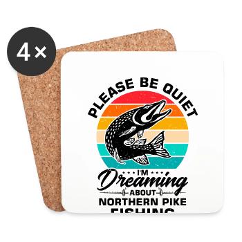 Pêcheur Pêcheur Pêcheur Brochet nordique - Dessous de verre (lot de 4) - blanc - Devant