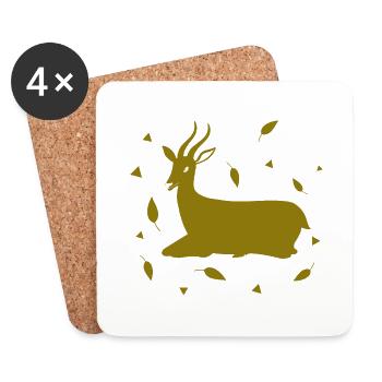 Deer - Forest, Nature, Animal Welfare - Coasters (set of 4) - white - Front
