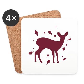 Roe Deer Fawn - Forest, Nature, Animal Welfare - Coasters (set of 4) - white - Front