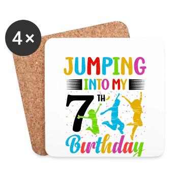 Trampolin Lover 8. Geburtstag Party Springen - Untersetzer (4er-Set) - Weiß - Vorne
