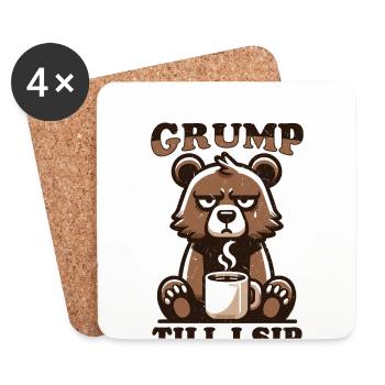 Grumpy bear with coffee - Coasters (set of 4) - white - Front